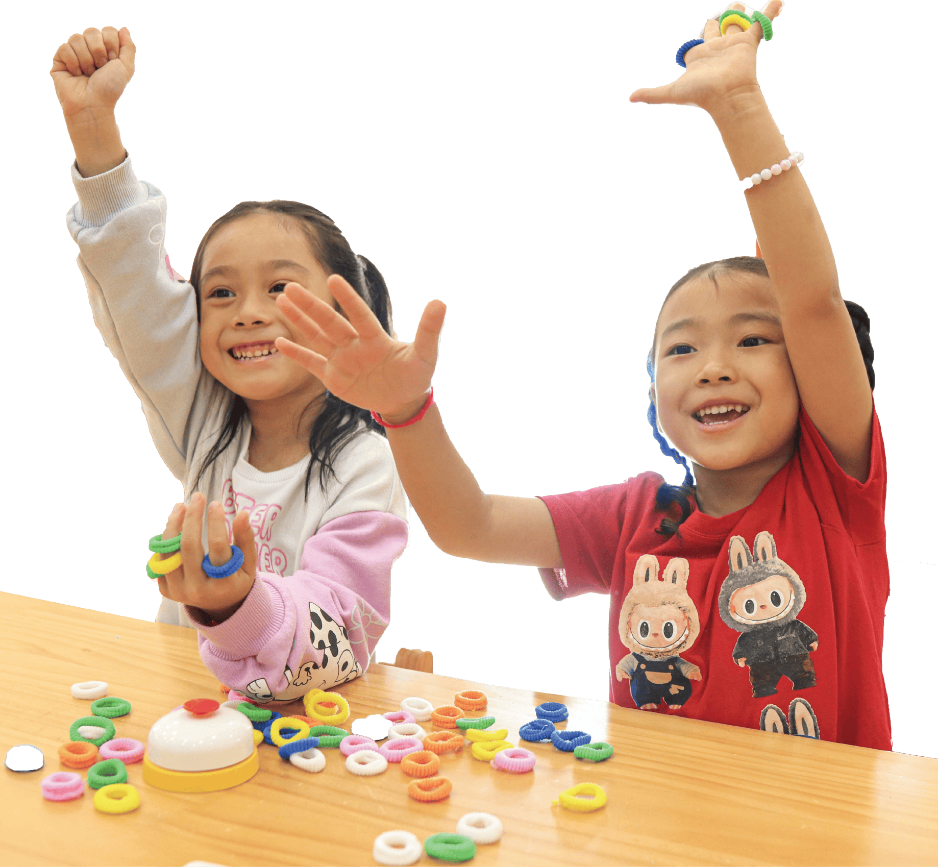 Students raising hands